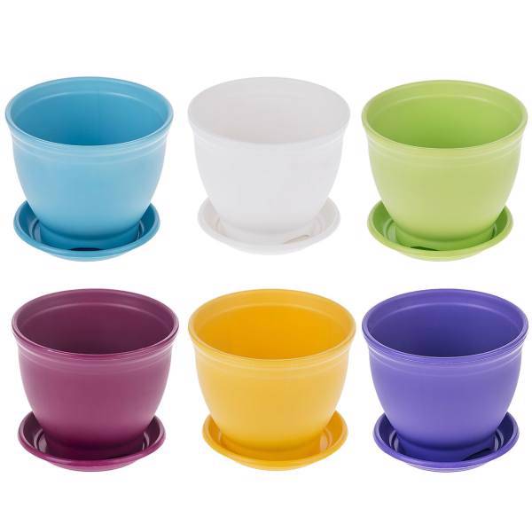 مجموعه 6 عددی گلدان پلاستیکی شهرآذین مدل 3010 ارتفاع 8 سانتی متر، Shahrazin 3010 8Cm Plastic Plant Pot Pack of 6 PCS