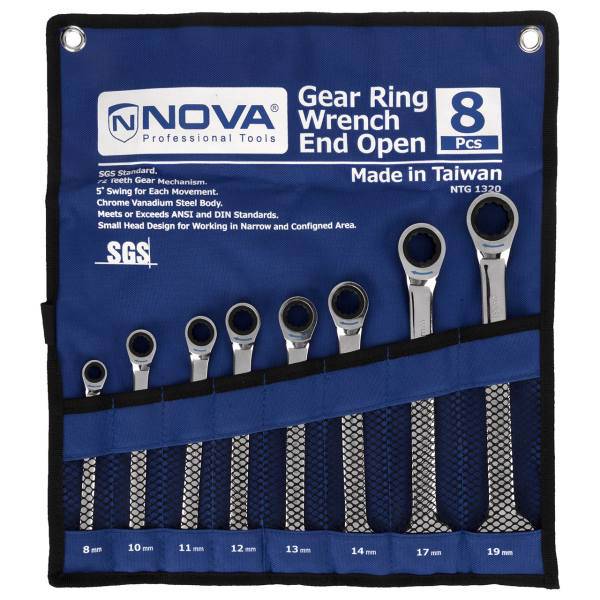 مجموعه 8 عددی آچار یک سر تخت یک سر رینگی نووا مدل NTG 1320، Nova NTG 1320 Combination Wrench 8 PCS