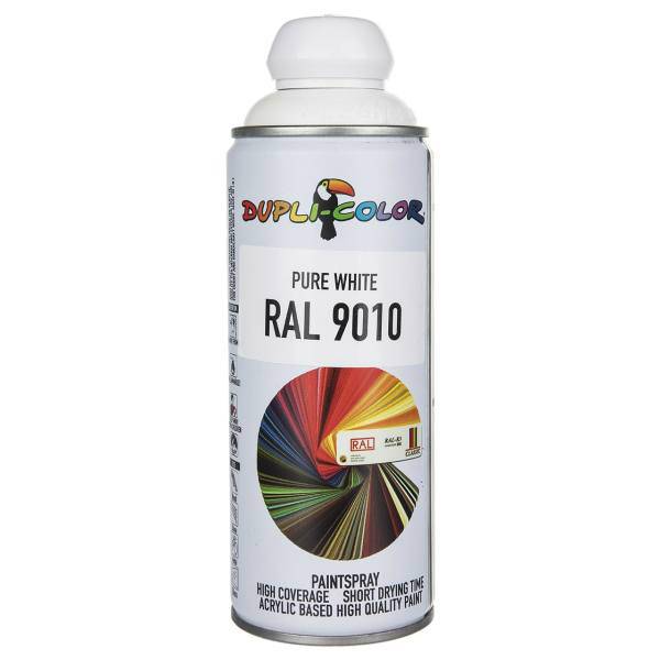 اسپری رنگ سفید دوپلی کالر مدل RAL 9010 حجم 400 میلی لیتر، Dupli Color RAL 9010 Pure White Paint Spray 400ml