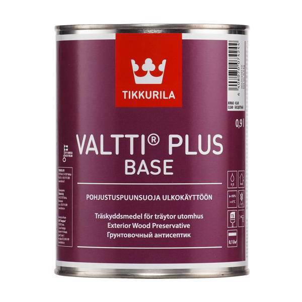 آستری چوب تیکوریلا پایه آب مدلValtti Plus Base حجم 1 لیتر، VALTTI PLUS BASE 1L CAN 0.9L PRIMER EXTERIOR WOOD PRESERVATIVE