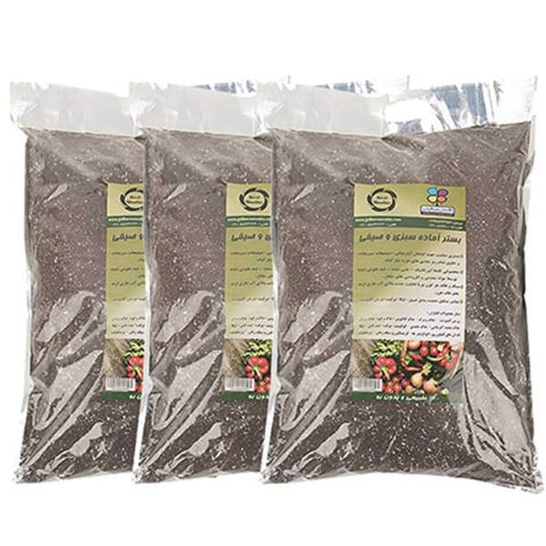 بستر آماده کشت سبزی و صیفی 4 کیلوگرمی گلباران سبز بسته سه عددی، Golbarane Sabz Bastare Vegetable 4kg Fertilizer Pack Of 3