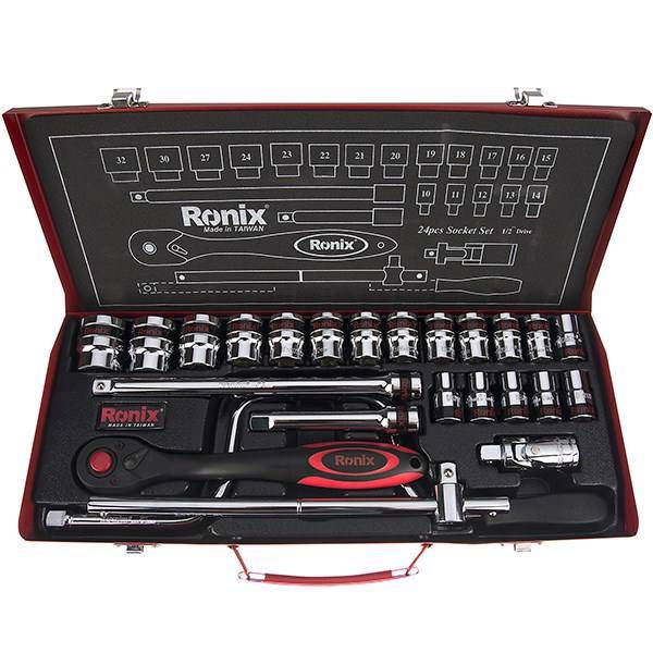 مجموعه 24 عددی آچار بکس رونیکس مدل RH-2624 با سری های شش گوشه، Ronix RH-2624 24Pcs Socket Wrench Set 6pt