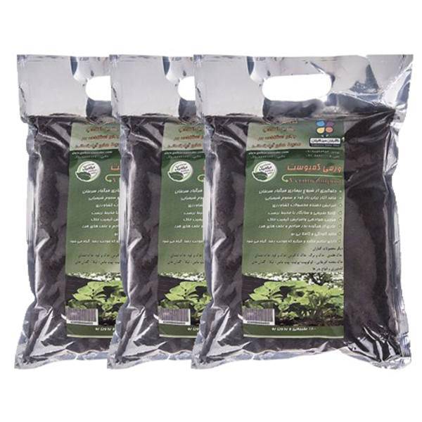 کود ورمی کمپوست 1 کیلوگرمی گلباران سبز بسته سه عددی، Golbarane Sabz Vermicompost Fertilizer 1 Kg Pack Of 3