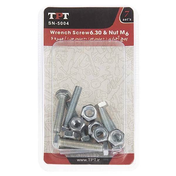 مجموعه 7 عددی پیچ و مهره تی پی تی مدل SN-5004، TPT SN-5004 Wrench Screw And Nut Pack Of 7 PCS