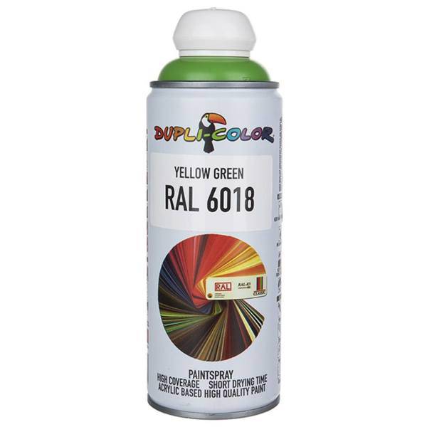 اسپری رنگ سبز دوپلی کالر مدل RAL 6018 حجم 400 میلی لیتر، Dupli Color RAL 6018 Yellow Green Paint Spray 400ml