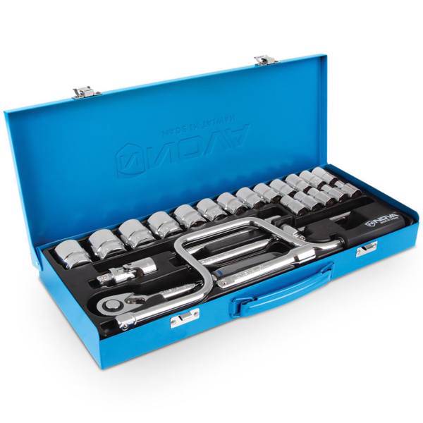 مجموعه 24 عددی آچار بکس نووا مدل NTS-7001 دوازده گوشه، Nova NTS-7001 24 Pieces Socket Set 12Pt