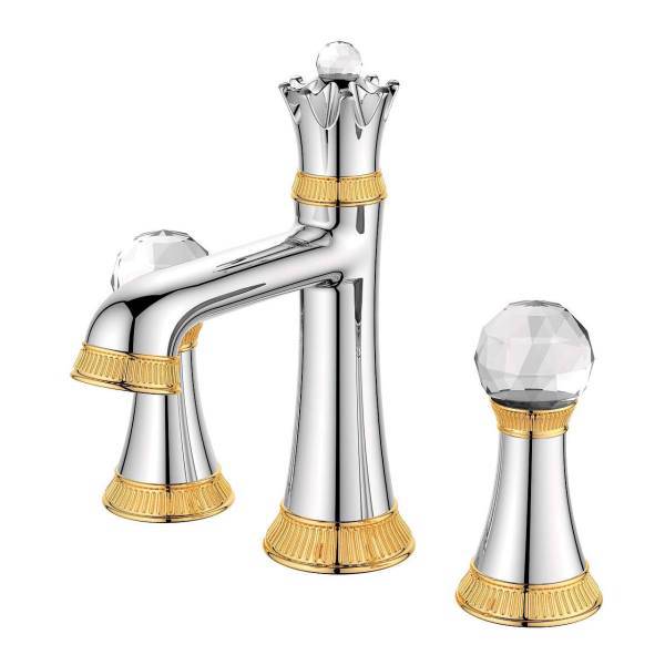 شیر روشویی سه تیکه ویسن تین مدل CRYSTAL کروم طلایی، VISENTIN CRYSTAL VS18488ZC Basin Faucet