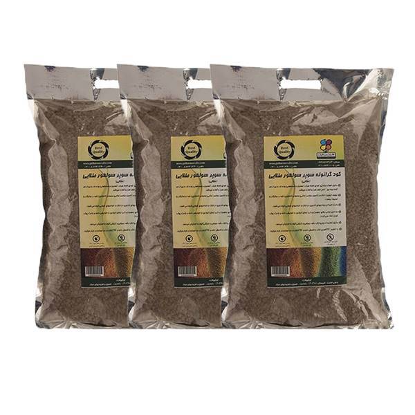 کود گرانوله سوپر سولفور طلایی 1 کیلوگرمی گلباران سبز بسته سه عددی، Golbarane Sabz Golden Super Sulfur Granole Fertilizer 1 Kg Pack Of 3