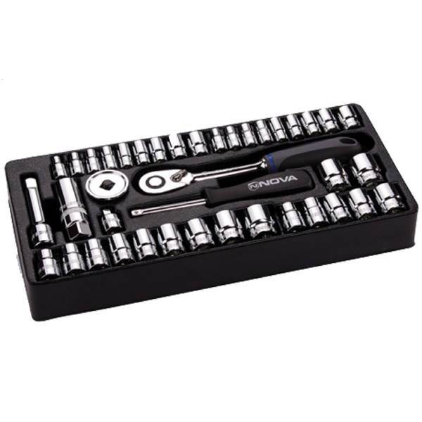 مجموعه 40 عددی آچار بکس نووا مدل NTS-7002 شش گوشه، Nova NTS-7002 40 Pieces Socket Set 6Pt