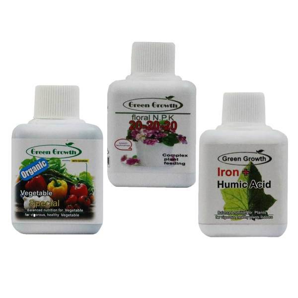 پک کود مایع مخصوص سبزی و صیفی گرین گروت مجموعه 3 عددی، Green Growth Liquid Fertilizer Pack For Vegetables 3Pcs