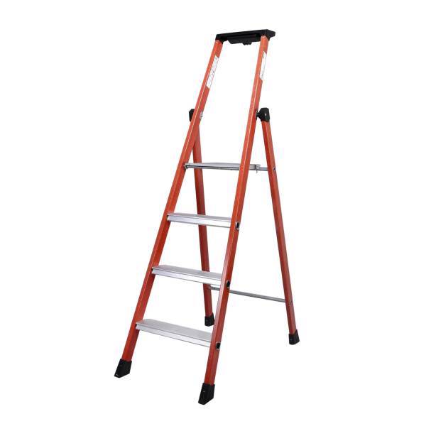 نردبان چهار پله عایق برق توبسکا کومابی مدل 04472004، Tubesca Comabi 04472004 Fiberglass Four Steps Ladder