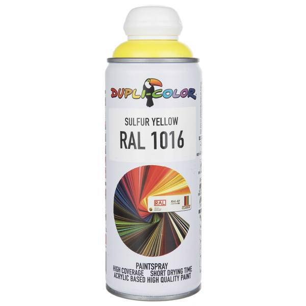 اسپری رنگ زرد دوپلی کالر مدل RAL 1016 حجم 400 میلی لیتر، Dupli Color RAL 1016 Sulfur Yellow Paint Spray 400ml