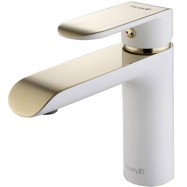 شیر روشویی هوآیی مدل یولاندا سفید طلایی، Huayi white gold yolanda basin mixer