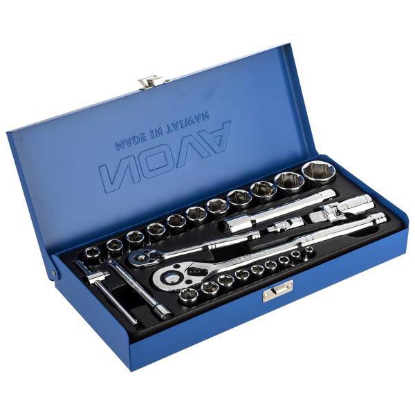 مجموعه 27 عددی سری و آچار بکس نووا مدل NTS 7014، Nova NTS 7014 Socket Set And Ratchet Wrench 27 PCS