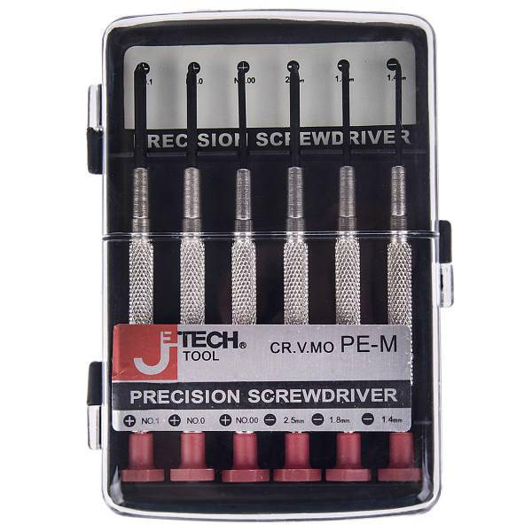 مجموعه 6 عددی پیچ گوشتی ساعتی جی تک تول مدل PE-M 052200، Jetech Tool PE-M 052200 6Pics Precision Screwdriver