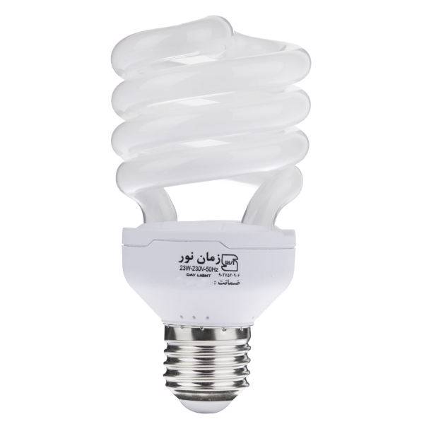 لامپ کم مصرف 23 وات زمان نور مدل Spiral پایه E27، Zaman Noor Spiral 23W Compact Fluorescent Lamp E27
