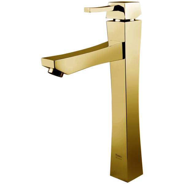 شیر روشویی پایه بلند کسری مدل آذین طلایی، Kasra gold azin tall basin mixer