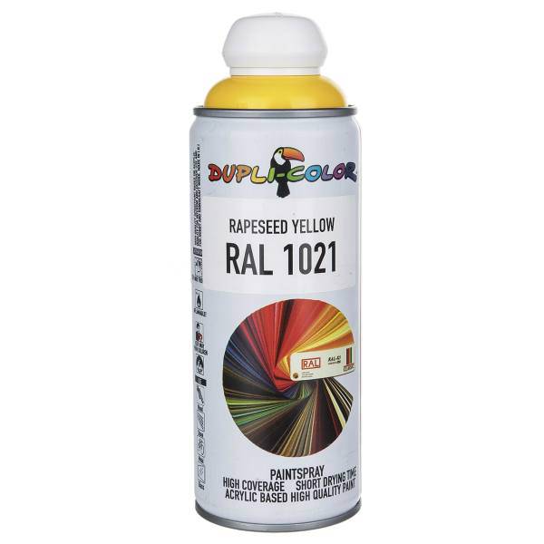 اسپری رنگ زرد دوپلی کالر مدل RAL 1021 حجم 400 میلی لیتر، Dupli Color RAL 1021 Rapeseed Yellow Paint Spray 400ml