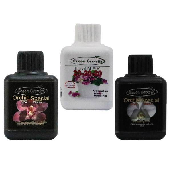 پک کود مایع مخصوص گیاه ارکیده گرین گروت مجموعه 3 عددی، Green Growth Liquid Fertilizer Pack For Orchid 3Pcs