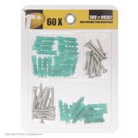 مجموعه 60 عددی پیچ خودرو و رولپلاک تول پلاس مدل 09387 Tool Plus 09387 Self Screw And Rawlplug Pack Of 7 PCS