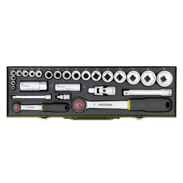 مجموعه 27 عددی آچار و سری بکس پروکسون مدل 23020، Proxxon 23020 Ratchet Wrench And Sockets Set 27PCS