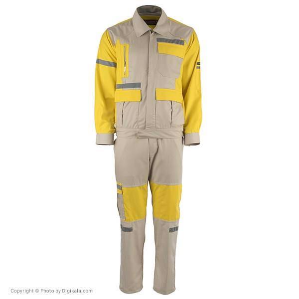 کاپشن و شلوار مهندسی خادم مدل زرد کرم، Khadem Cream Yellow Engineer Clothes