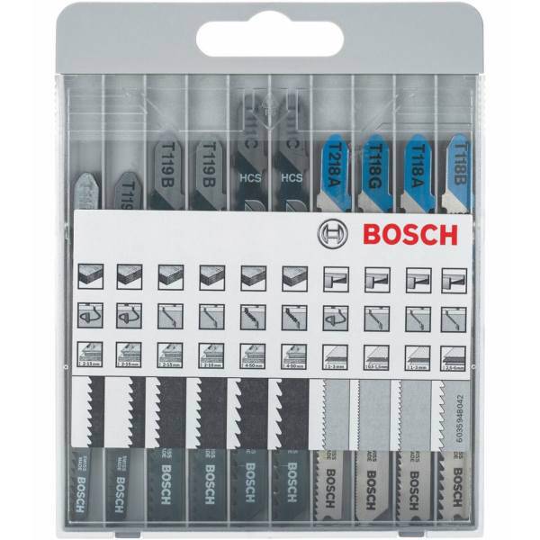 مجموعه تیغ اره عمودبر چوب و فلز بوش مدل 2607010630 بسته 10 عددی، Bosch Basic for Metal and Wood 2607010630 10 Pcs Jigsaw Blade