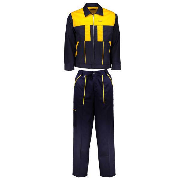 کاپشن و شلوار مهندسی تیک مک مدل زرد سرمه ای، Tekmak Yellow Dark Blue Engineer Clothes