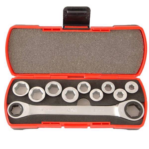 مجموعه 10 عددی سری بکس و دسته جغجغه سم مدل CP-12Z، Sam CP-12Z Socket And Ratchet Wrench 10 Pieces Set