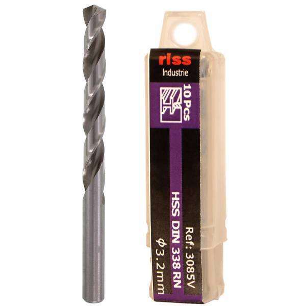 مته فلز ریس مدل 3085V000320 سایز 3.2 میلی متر بسته 10 عددی، Riss 3085V000320 Drill Bit Size 3.2mm Pack Of 10