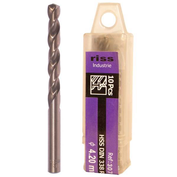 مته کبالت ریس مدل 3075V000420 سایز 4.2 میلی متر بسته 10 عددی، Riss 3075V000420 Cobalt Drill Bit Size 4.2mm Pack Of 10