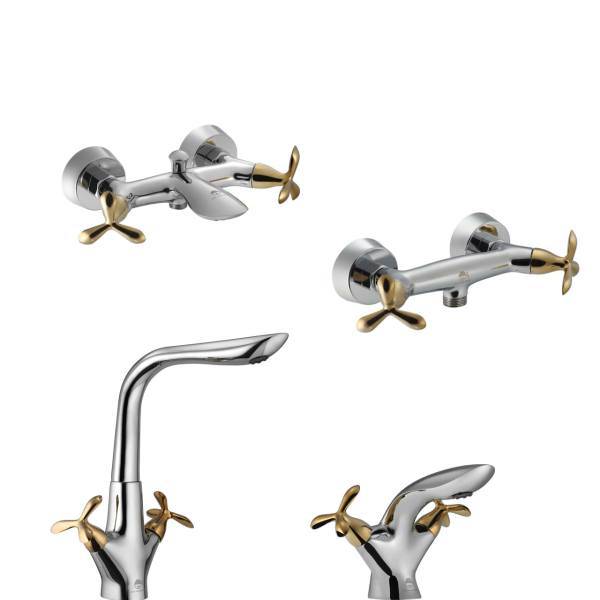 ست شیرآلات درخشان مدل آنتیک، Derakhshan Antique Chrome Set Faucets