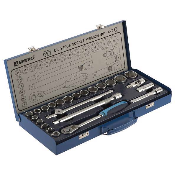 مجموعه 24 عددی آچار بکس اسپرو مدل 2041724MA6 شش گوشه، Spero 204-1-724MA6 24Pcs Socket Wrench Set 6pt