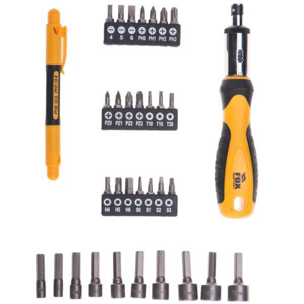 مجموعه پیچ گوشتی و آچار فاکس مدل 536133 ست 33 عددی، Fox 536133 Ratchet Screwdriver Set 33 PCS Wrench