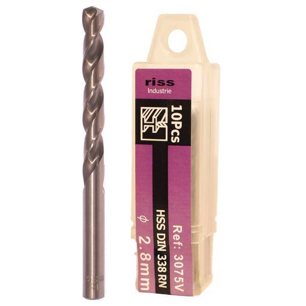 مته کبالت ریس مدل 3075V000280 سایز 2.8 میلی متر بسته 10 عددی، Riss 3075V000280 Cobalt Drill Bit Size 2.8mm Pack Of 10