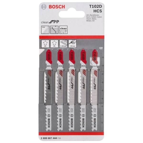 تیغه عمود بر بوش مدل T102D بسته 5 عددی، Bosch T102D Jigsaw Blade Pack of 5