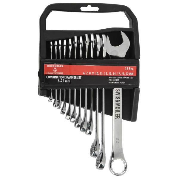 مجموعه 12 عددی آچار یک سر تخت یک سر رینگی سوییس مویلر مدل 22-6، Swiss Moiler 6-22 Combination Wrench 12 PCS