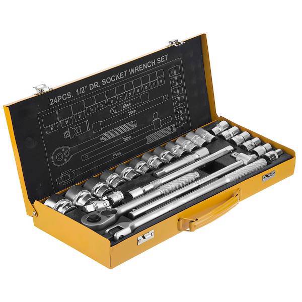 مجموعه 24 عددی آچار و سری بکس دینگشی مدل 14001، Dingqi 14001 Ratchet Wrench And Sockets Set 24PCS