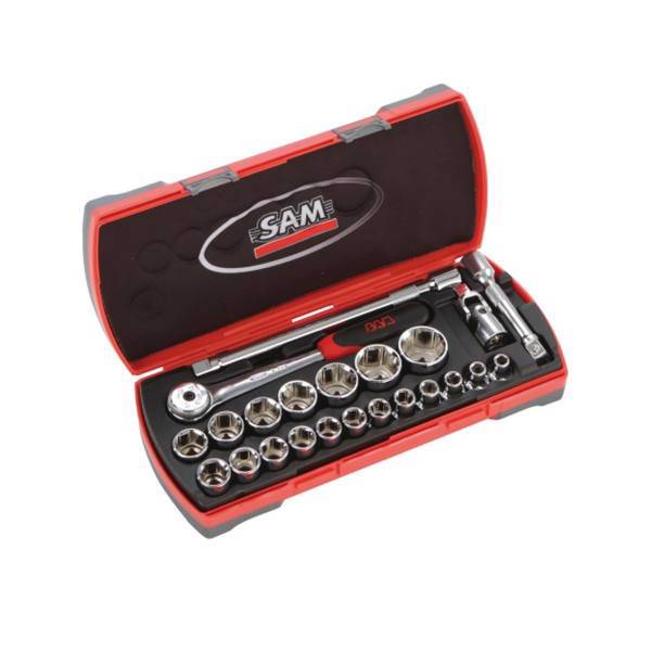 مجموعه 23 عددی آچار بکس و دسته جغجغه سم مدل 75-SH23Z، Sam 75-SH23Z Socket And Ratchet Wrench 23 Pieces Set