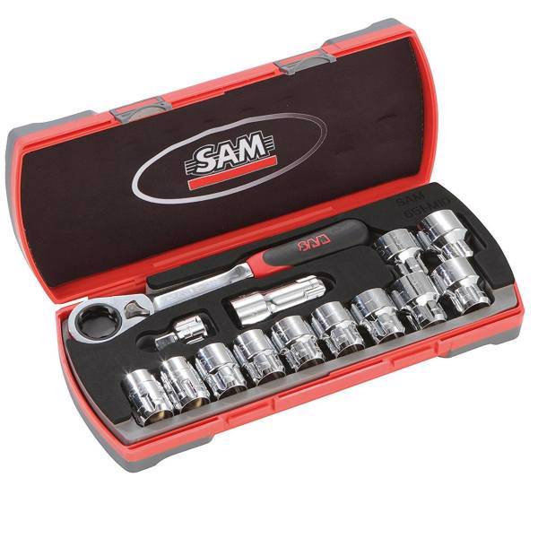 مجموعه 14 عددی آچار بکس و دسته جغجغه سم مدل CP-16Z، Sam CP-16Z Socket And Ratchet Wrench Set 14 Pieces