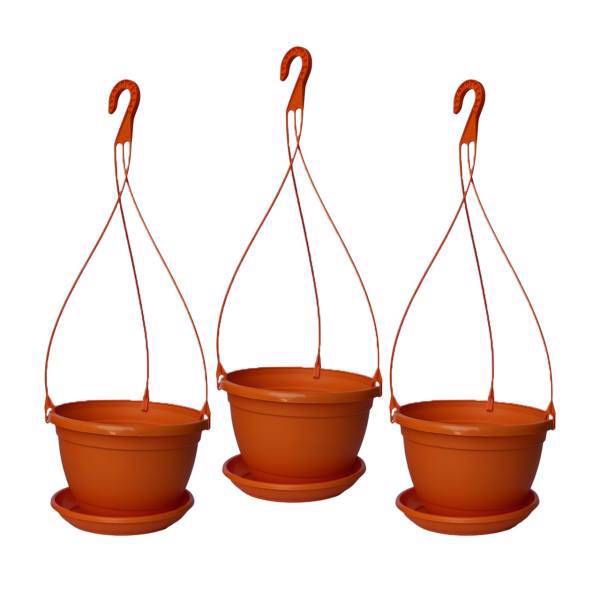 گلدان آویز پلاستیکی شهرآذین مدل 5020 مجموعه سه عددی، Shahrazin 5020 Hanging Plastic Plant Pot Pack Of 3