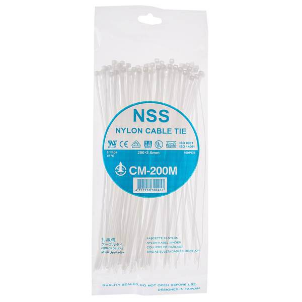 بست کمربندی ان اس اس مدل CM-200M سایز 20 سانتی متری، NSS CM-200M Nylon Cable Tie 20Cm