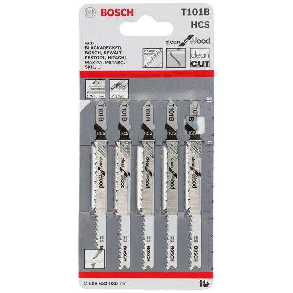 تیغ اره عمودبر بوش مدل 2608630030 بسته 5 عددی، Bosch 2608630030 Jigsaw Blade Pack of 5