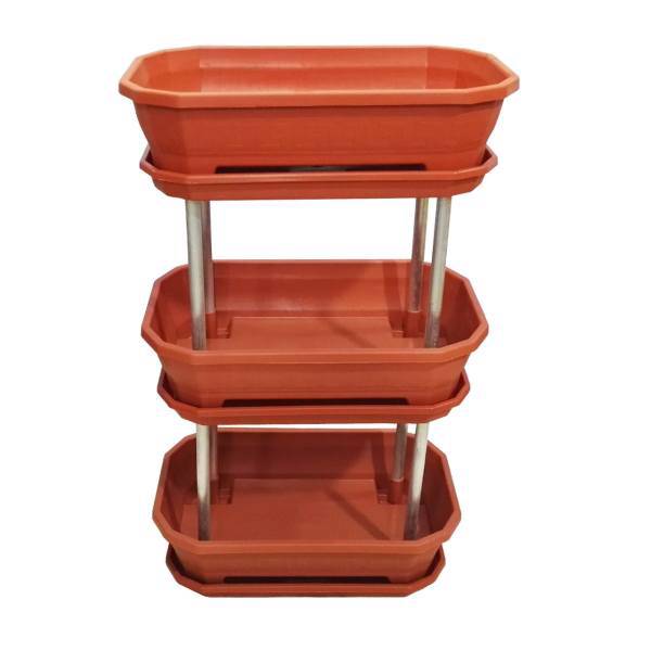 گلدان گلپونه مدل بوستان سه طبقه کد F255، Golpooneh F255 3 Decker Boostan Plant Pot