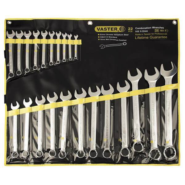 مجموعه 22 عددی آچار یک سر تخت یک سر رینگی واستر مدل 32-6، Vaster 6-32 Combination Wrench 22 PCS