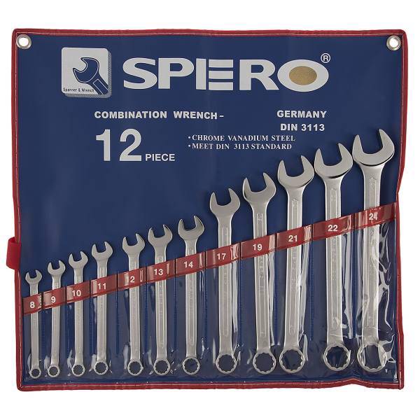 مجموعه 12 عددی آچار یک سر تخت یک سر رینگی اسپرو مدل 500712P، Spero 500-712P Combination Wrench Set 12PCS