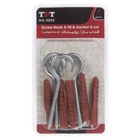 مجموعه 5 عددی قلاب باز و رولپلاک تی پی تی مدل HA-5002 TPT HA-5002 Screw Hook And Rawlplug Pack Of 5 PCS